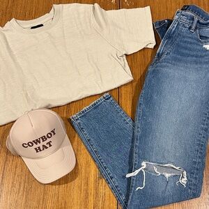 ABERCROMBIE AND FITCH Men’s Dark Wash Vintage Stretch 90’s Slim Rip Jeans